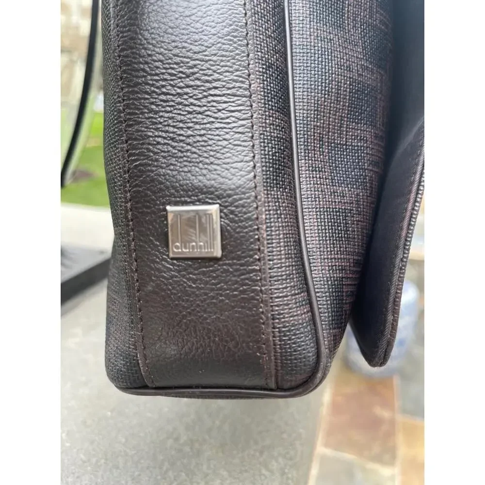 DUNHILL canvas leather FLAP BRIEFCASE BAG (PU110